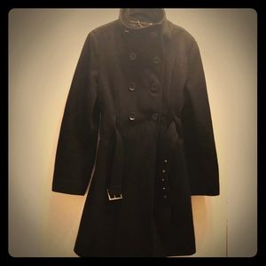 Guess Wool Military-Inspired Fit ‘n Flare Pea Coat